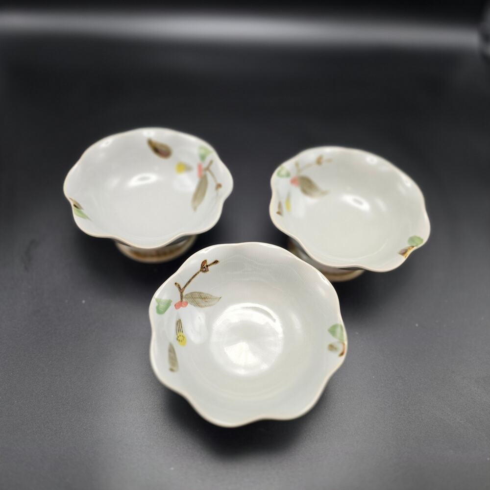 Vintage Japanese Bowls set of 3 ceramic glazed beautiful
